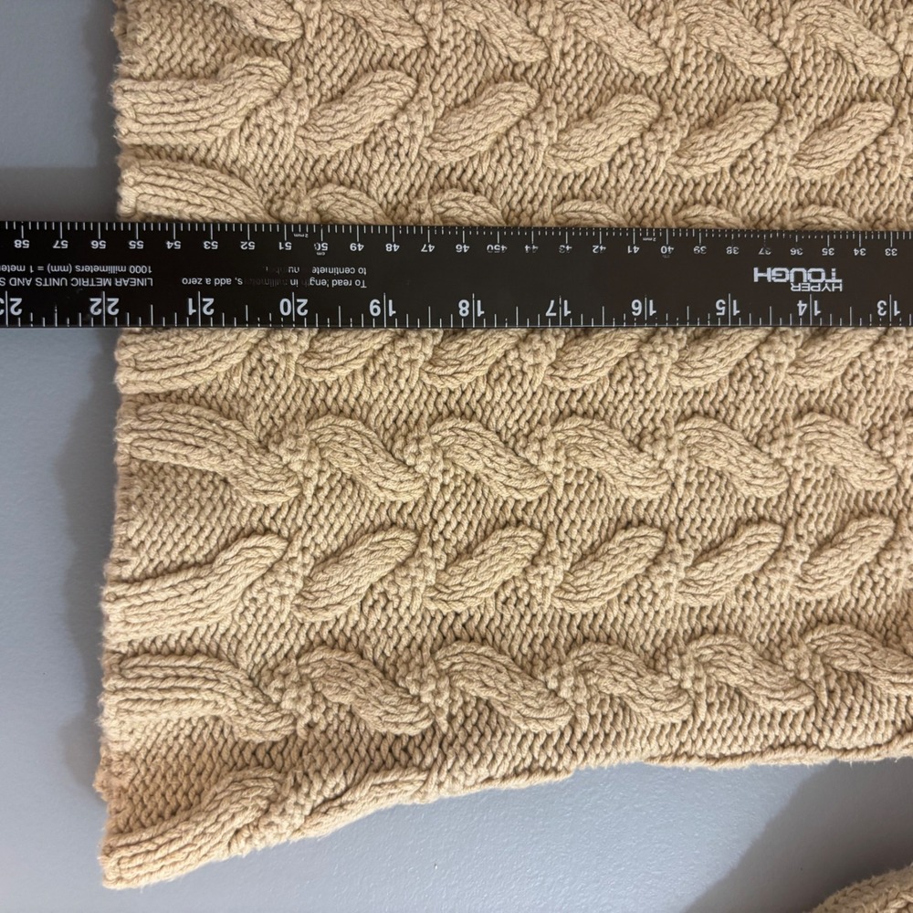 Liz Claiborne Cable Knit Beige Mock V-Neck Cotton Blend Sweater Petite M Chic - Picture 11 of 11